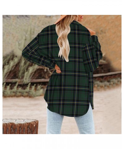 Womens Winter Plaid Wool Blend Button Down Long Sleeve Shirt Jacket Shackets Brushed Flannel Lapel Shirts Coats Tops Fashion ...