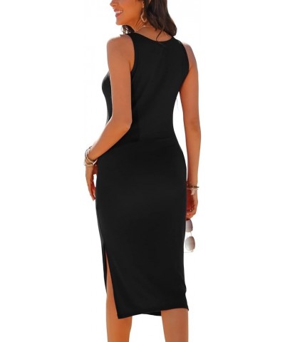 Women's 2024 Midi Dresses Casual Sleeveless Ribbed Tank Dress 01black $13.43 Dresses