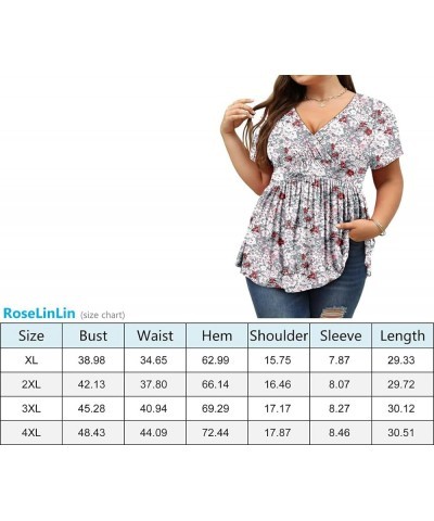 Plus Size Womens Tunic Top Short Sleeve V Neck Floral Summer Top A-mintleopard $9.51 Tops