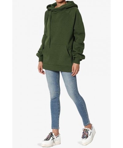 Side Drawstring Cozy Fleece Relaxed Fit Hooded Pullover Sweatshirts Army Green $14.28 Hoodies & Sweatshirts