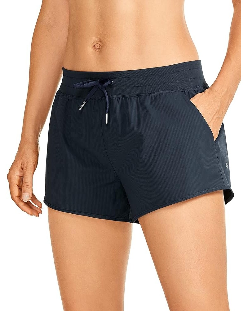 Women's 3'' Casual Summer Shorts Mesh Liner - Low Rise Drawstring Hiking Beach Swim Shorts with Pockets Ink Blue $13.00 Swims...