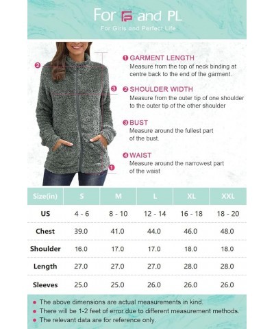 Women's Long Sleeve Full Zip Soft Warm Fleece Jacket Dark Grey $15.40 Jackets