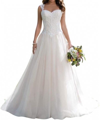 Wedding Dress for Bride Lace Bridal Gown A line Wedding Gown Sweetheart Sleeveless Bride Dress White $70.50 Dresses