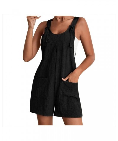 Women's Summer Shorts Overalls Casual Sleeveless Rompers Cute Adjustable Strap Knot Front Jumpsuits with Pockets Black $8.11 ...