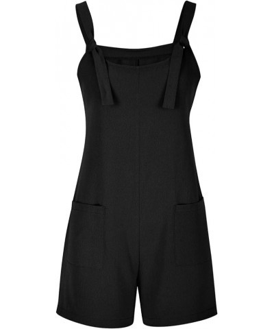 Women's Summer Shorts Overalls Casual Sleeveless Rompers Cute Adjustable Strap Knot Front Jumpsuits with Pockets Black $8.11 ...