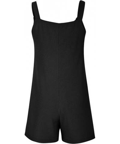 Women's Summer Shorts Overalls Casual Sleeveless Rompers Cute Adjustable Strap Knot Front Jumpsuits with Pockets Black $8.11 ...