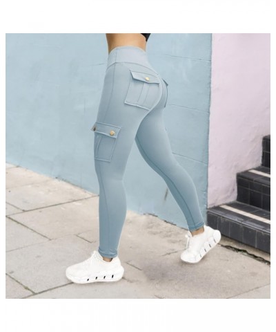 Women's Cargo Leggings with Flap Pockets Plus Size High Waisted Yoga Pants Butt Lifting Workout Leggings Red $10.29 Activewear