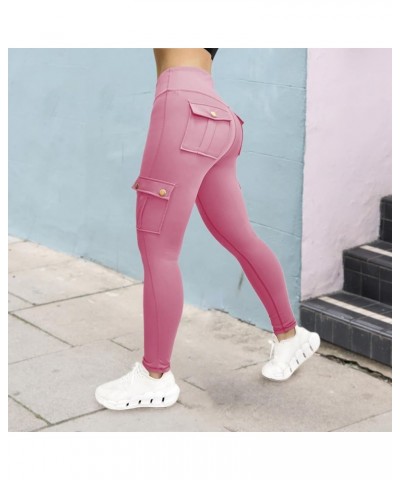 Women's Cargo Leggings with Flap Pockets Plus Size High Waisted Yoga Pants Butt Lifting Workout Leggings Red $10.29 Activewear