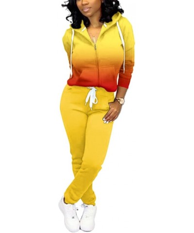 Two Piece Outfits for Women B Yellow Red Gradient $18.48 Activewear