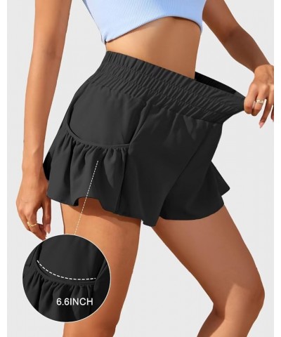 Women High Waisted Flowy Shorts Athletic Running Shorts with Pockets Quick Dry Gym Workout Summer Shorts Black $13.10 Activewear