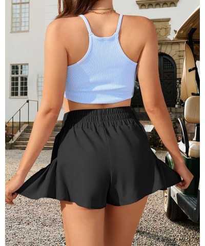 Women High Waisted Flowy Shorts Athletic Running Shorts with Pockets Quick Dry Gym Workout Summer Shorts Black $13.10 Activewear