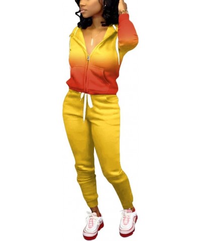 Two Piece Outfits for Women B Yellow Red Gradient $18.48 Activewear
