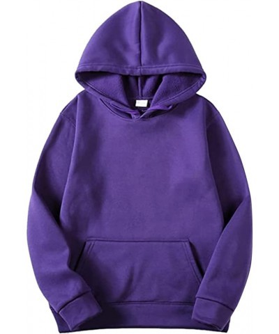 Hoodies for Women Pullover Basic Solid Long Sleeve Crewneck Sweatshirts Teen Girls Oversized Hooded Tops Shirts Whk2-purple $...