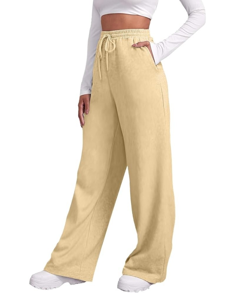 Bottom Sweatpants Pockets High Waist Sporty Gym Athletic Fit Jogger Pants L-ounge Trousers Khaki-b $11.19 Activewear