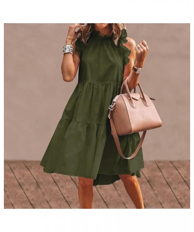 Babydoll Dresses for Women,2023 Summer Cute Trendy Ruffle Sleeve Beach Dress,Romantic Flowy Ruched Mini Dress A-green $11.78 ...