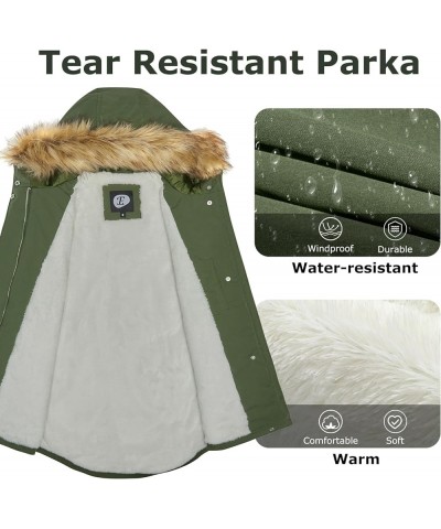 Women's Fur Hood Winter Parka Thicken Winter Jacket Coat Hooded Puffer Coat with Removable Fur Trim Upgrade Army Green $20.25...