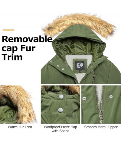 Women's Fur Hood Winter Parka Thicken Winter Jacket Coat Hooded Puffer Coat with Removable Fur Trim Upgrade Army Green $20.25...