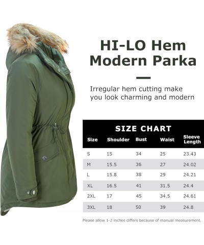 Women's Fur Hood Winter Parka Thicken Winter Jacket Coat Hooded Puffer Coat with Removable Fur Trim Upgrade Army Green $20.25...