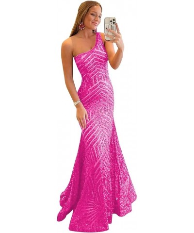 Women's Sparkly Sequin Prom Dress with Slit Floor Length Mermaid Strapless Wedding Party Ball Gowns with Pleated B-hot Pink $...