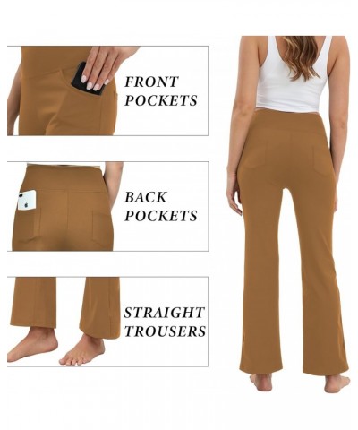 Bootcut Yoga Pants with 4 Pockets for Women Wide Leg Pants High Waist Stretch Workout/Office Legging Petite/Regular Caramel $...