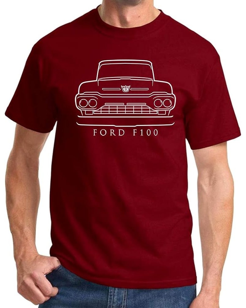 1960 Ford F100 Pickup Truck Classic Front End Design Print Tshirt Maroon $13.48 T-Shirts