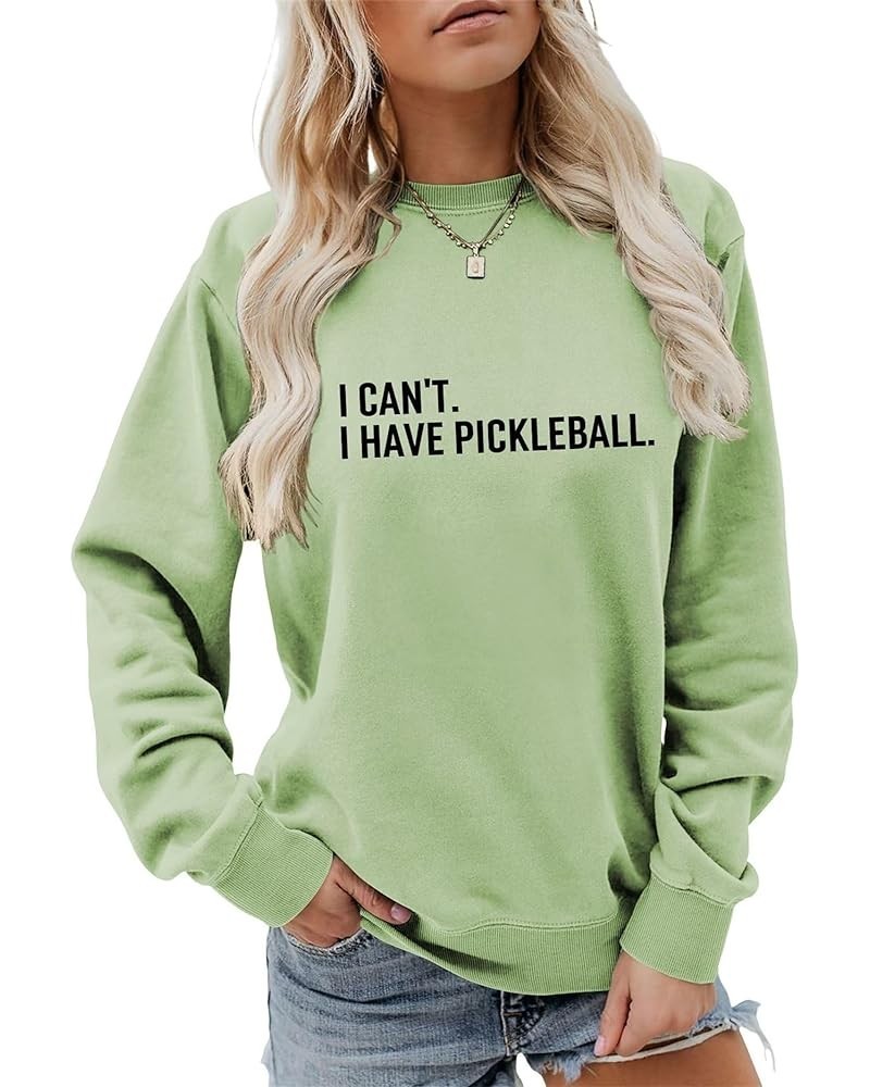 Womens Crewneck Sweatshirt I Can't I Have Pickleball Shirts Funny Pickleball Lover Top Letter Print Casual Pullover Olive Gre...