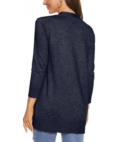 Women's 3/4 Sleeve Cardigan Sweater Open Front Knit with Pockets Rib Hem Casual S-XXL 3/4 Sleeve-navy $19.34 Sweaters