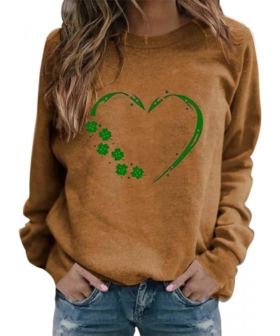 Women's St Patrick's Day T Shirts Shamrock Clover Print Long Sleeve Shirts Fashion Holiday for Women Khaki 3 $9.51 Underwear