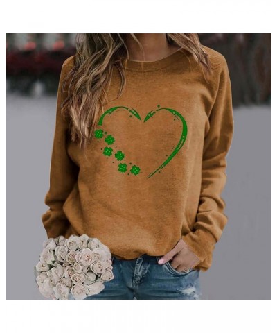 Women's St Patrick's Day T Shirts Shamrock Clover Print Long Sleeve Shirts Fashion Holiday for Women Khaki 3 $9.51 Underwear