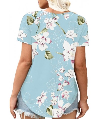 Plus-Size Tops for Women Short Sleeve Shirts Summer Buttons Tunics XL-5XL Zd-floral $14.55 Shirts