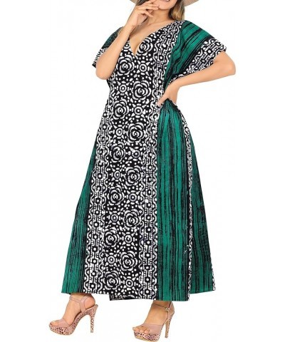 Women's Batik Caftan Long Loungewear Dashiki Dress V Neck Kaftan Sleepwear for Women Nightgown Plus size Sea Green, Floral $1...