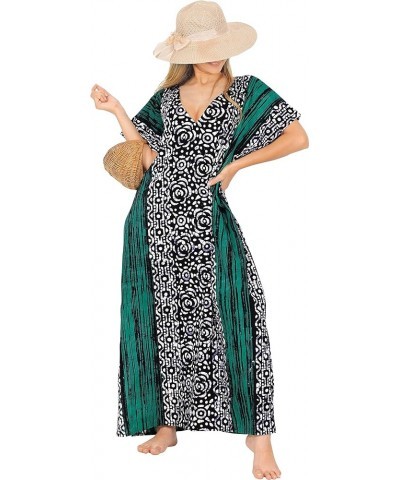 Women's Batik Caftan Long Loungewear Dashiki Dress V Neck Kaftan Sleepwear for Women Nightgown Plus size Sea Green, Floral $1...