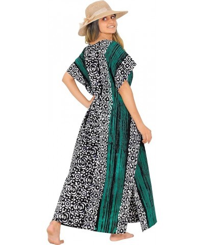 Women's Batik Caftan Long Loungewear Dashiki Dress V Neck Kaftan Sleepwear for Women Nightgown Plus size Sea Green, Floral $1...