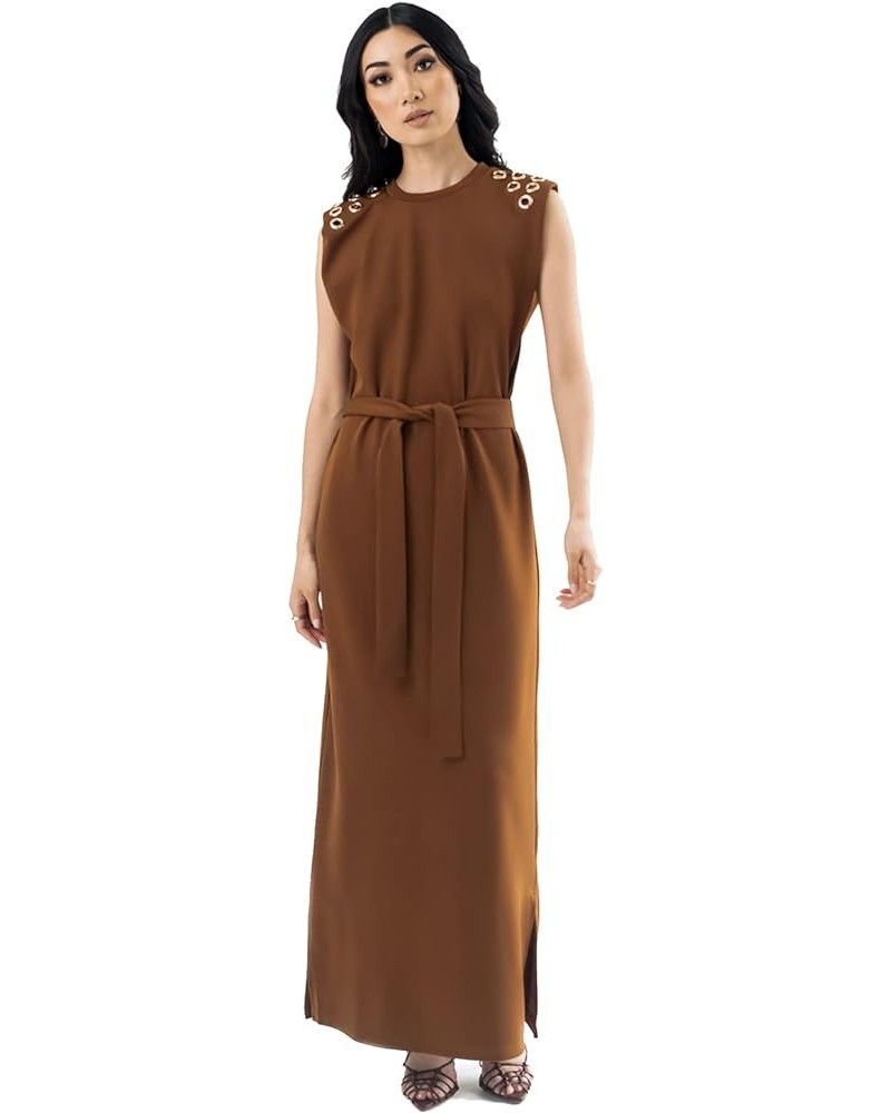 Women's Teresa Grommet Maxi Dress Brown $24.92 Dresses