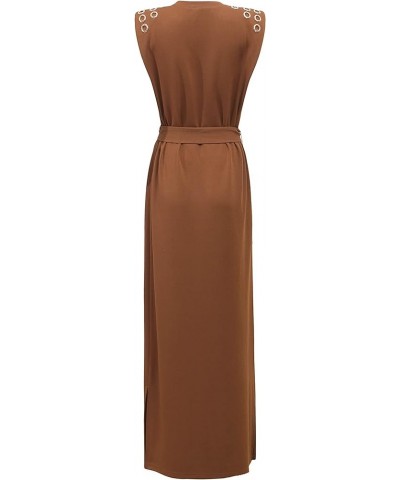 Women's Teresa Grommet Maxi Dress Brown $24.92 Dresses