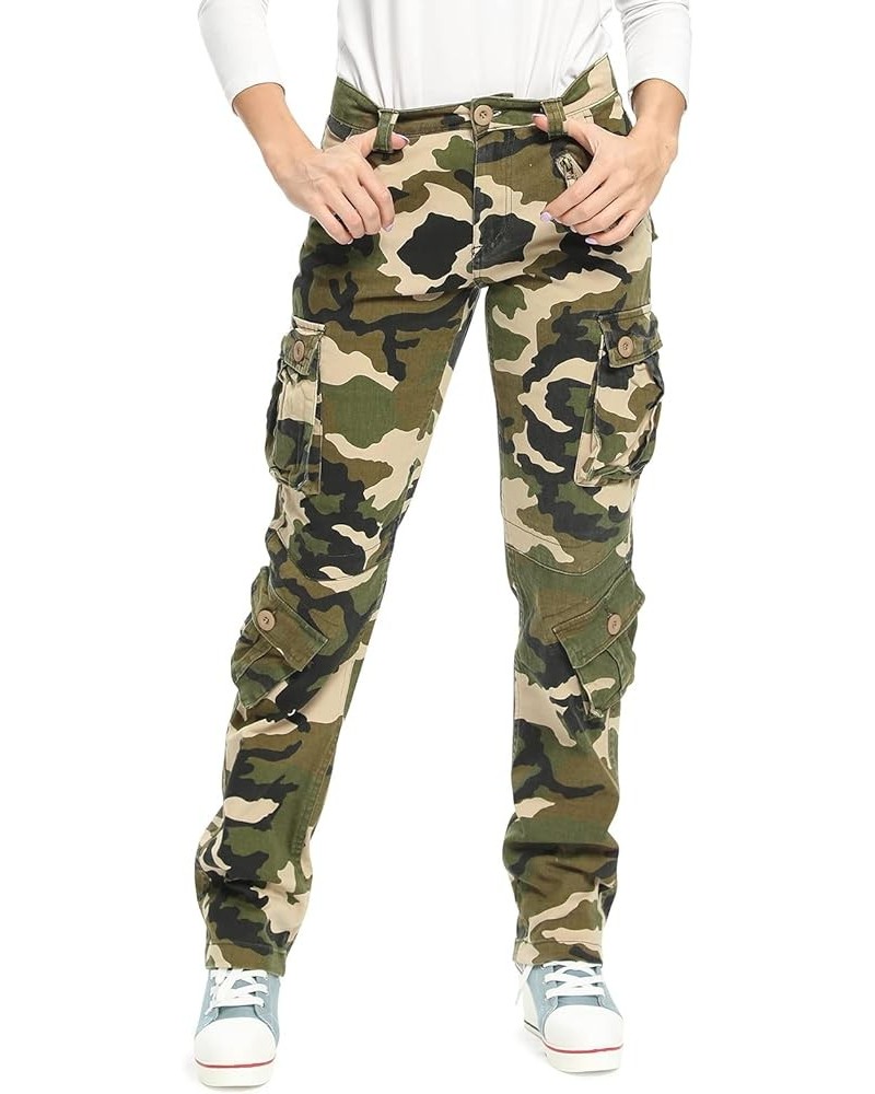 Womens Cargo Pants Casual Work Camo Army Baggy Military Fatigue Combat with 8 Pockets Camo M $18.69 Pants