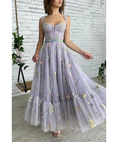 Women's Flower Embroidery Tulle Dresses 2024 Formal Evening Party Gowns 1-champagne $28.35 Dresses