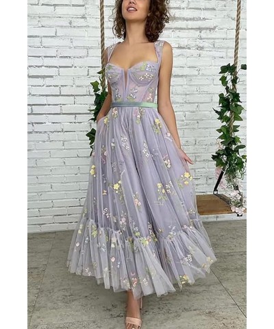 Women's Flower Embroidery Tulle Dresses 2024 Formal Evening Party Gowns 1-champagne $28.35 Dresses