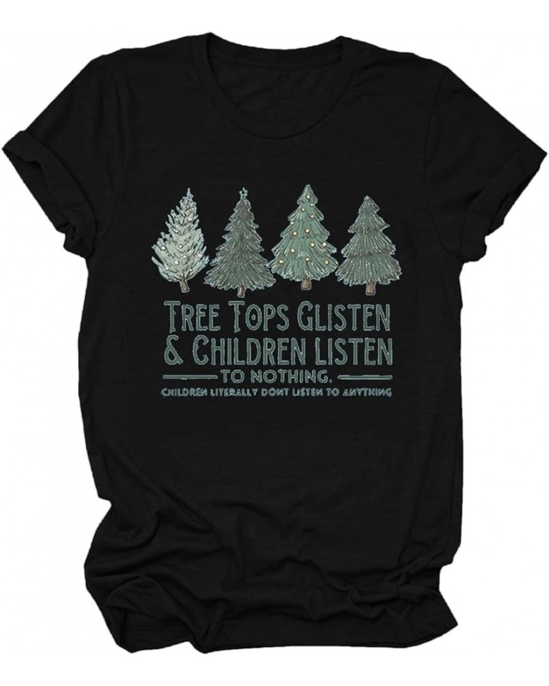 Women Merry Christmas T Shirts Santa Xmas Tree Elk Funny Crewneck Tshirt Casual Novelty Graphic Short Sleeve Tee Tops 495-tue...