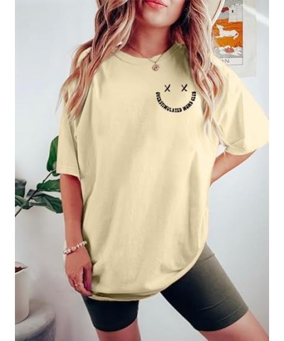 Overstimulated Moms Club Shirt Oversized Mama Shirts Funny Mom Life Graphic Tees Casual Short Sleeve Trendy Tops Apricot $10....