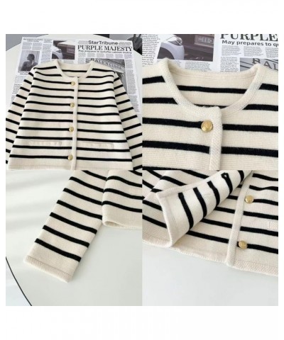 Old Money Aesthetic Clothing Women Striped Cardigan Sweaters for Women Trendy Cropped Sweater Red $17.39 Sweaters