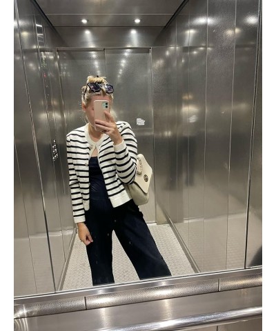 Old Money Aesthetic Clothing Women Striped Cardigan Sweaters for Women Trendy Cropped Sweater Red $17.39 Sweaters