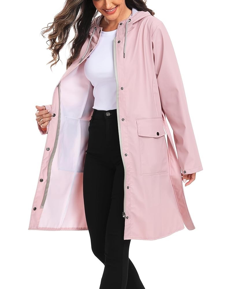 Rain Jackets for Women Waterproof, Raincoat Long Hooded Rain Coats Outdoor Windbreaker Trench Coat Tc-pink-03 $30.53 Coats