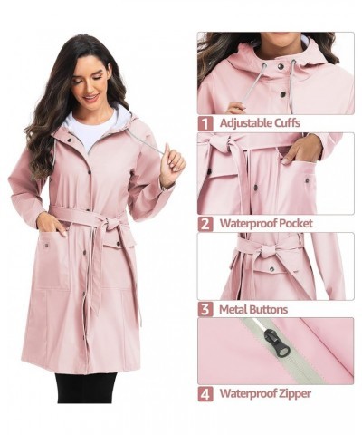 Rain Jackets for Women Waterproof, Raincoat Long Hooded Rain Coats Outdoor Windbreaker Trench Coat Tc-pink-03 $30.53 Coats