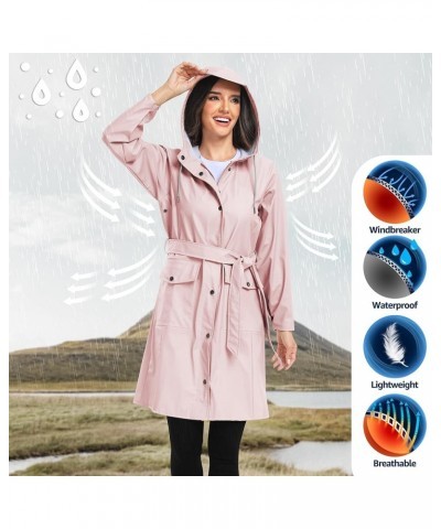 Rain Jackets for Women Waterproof, Raincoat Long Hooded Rain Coats Outdoor Windbreaker Trench Coat Tc-pink-03 $30.53 Coats