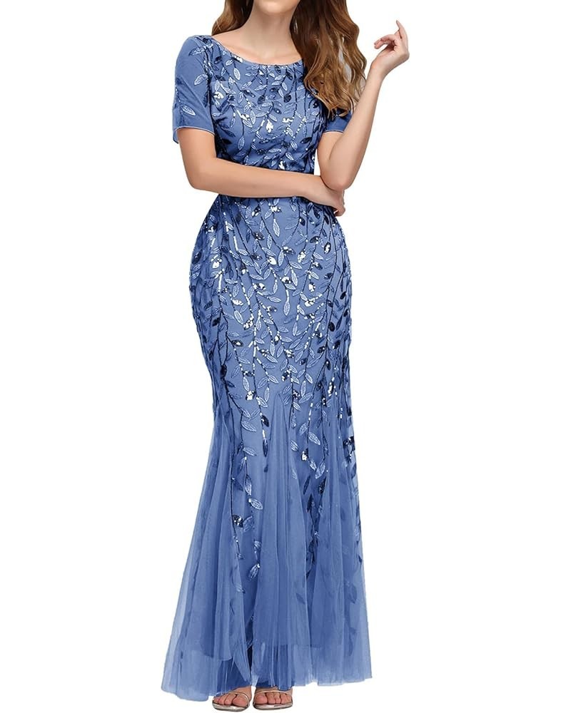 Prom Dresses for Women 2023 Balloon Sleeves Ruffle Oversize Party Dresses Maxi Dress for Women Sexy A1-blue $23.92 Others