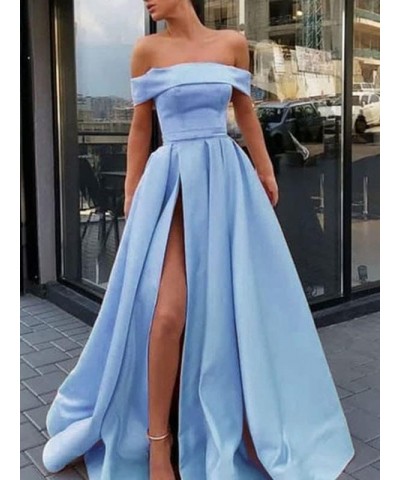 Women's Off Shoulder Prom Dresses Long Ball Gown Slit Backless Formal Evening Gown Party Dress with Pockets Sage Green $40.85...