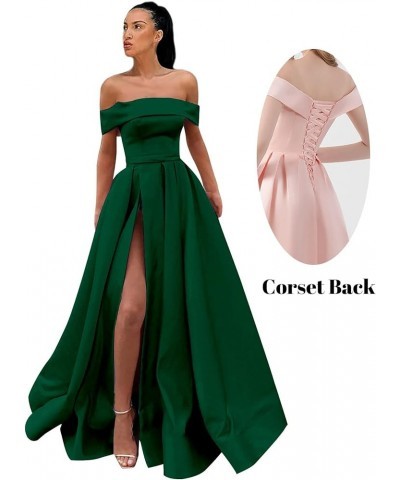 Women's Off Shoulder Prom Dresses Long Ball Gown Slit Backless Formal Evening Gown Party Dress with Pockets Sage Green $40.85...