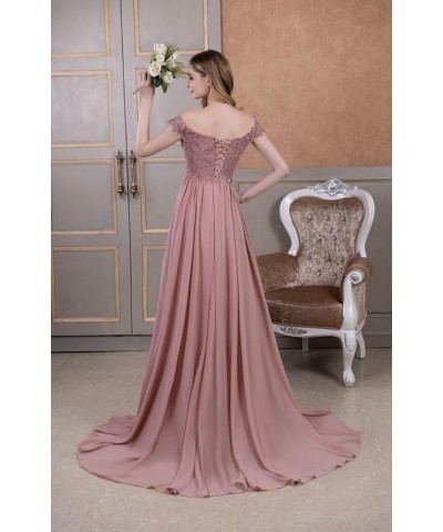 Laces Chiffon Prom Dresses for Women Off Shoulder Long Slit Bridesmiad Formal Evening Party Gown ZS28 Rust $37.68 Dresses