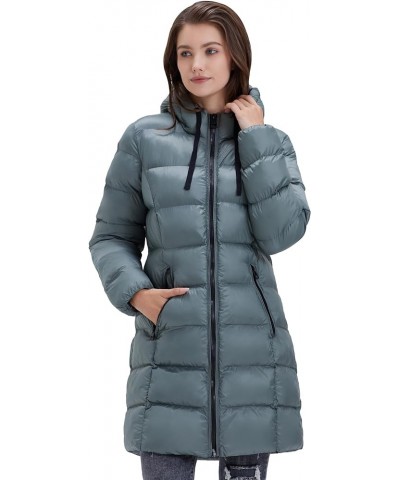 Women’s Puffer Jacket Lightweight Hooded Puffy Coat Mid-length Warm Long Puffer Coat Green $19.35 Jackets